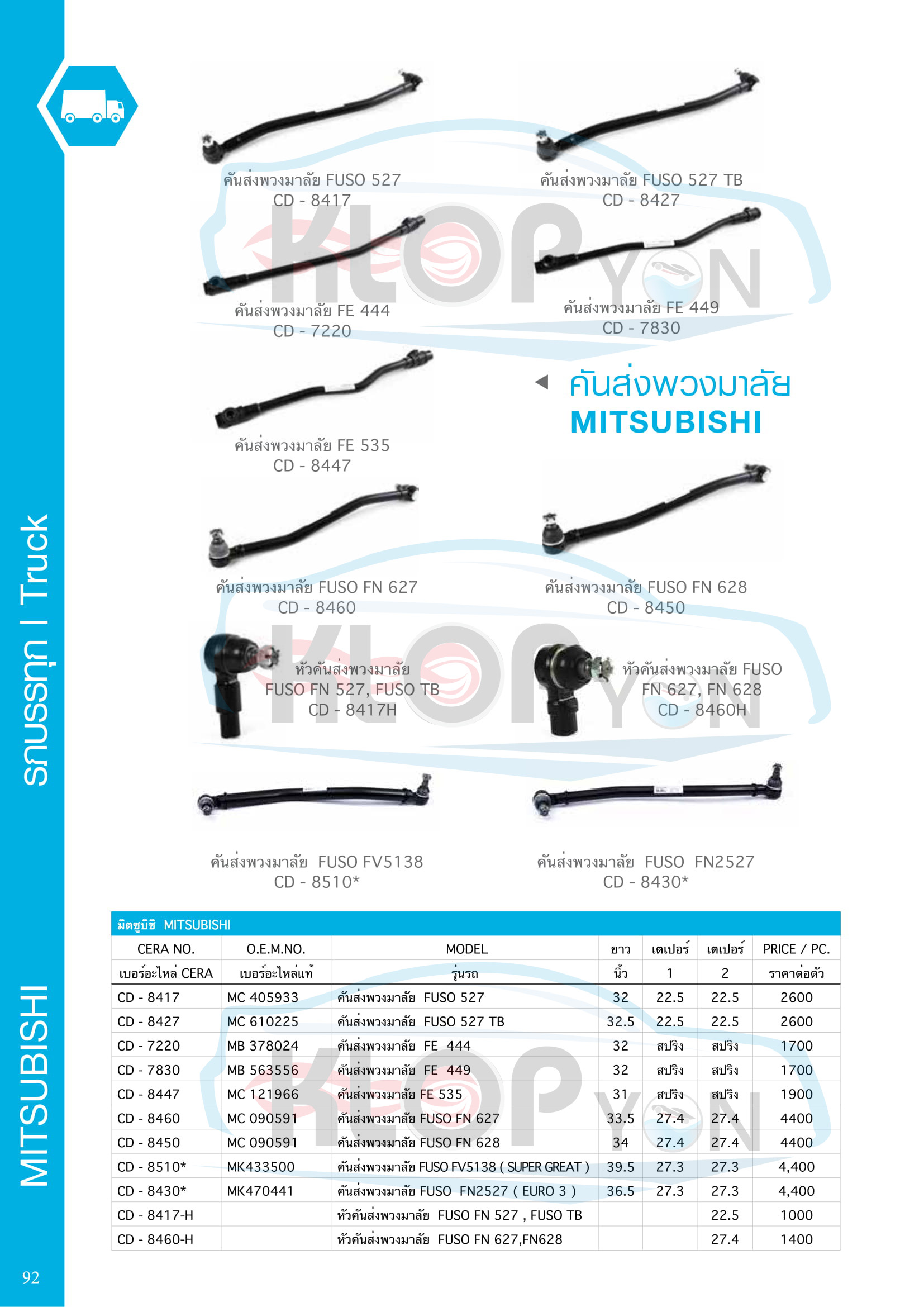 ตาราง-ชุด-ลูกหมากรถยนต์ CERA (รถบรรทุก Truck) Mitsubishi-ทุกรุ่น