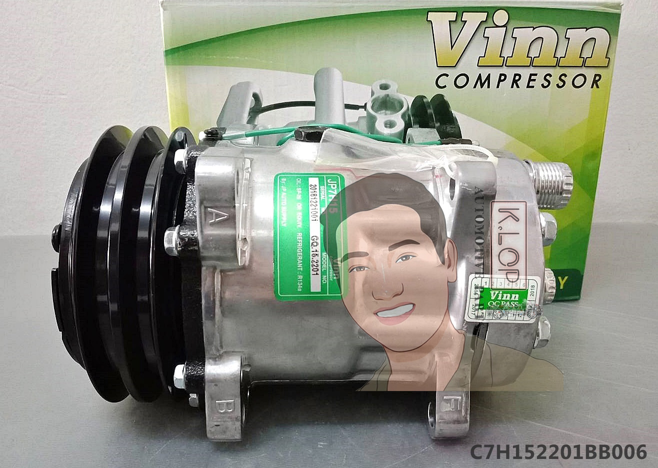 C7H152201BB006 คอมแอร์ยี่ห้อ Vinn (SD 7H15 8-ขา 2A 24V. เกลียวโอริง - ออกหลัง)