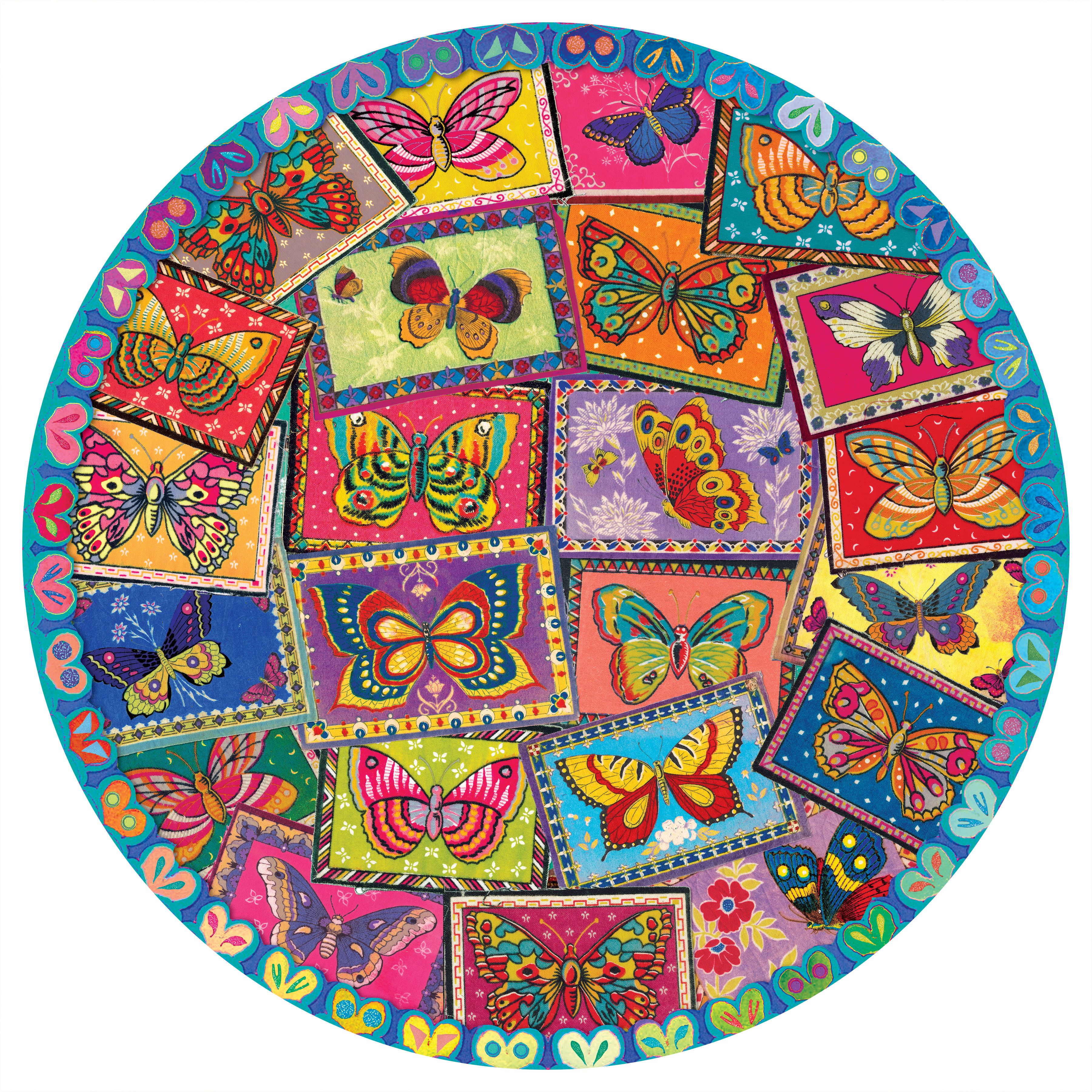 eeBoo - Vintage Butterflies (Round Puzzle) 500 pcs.