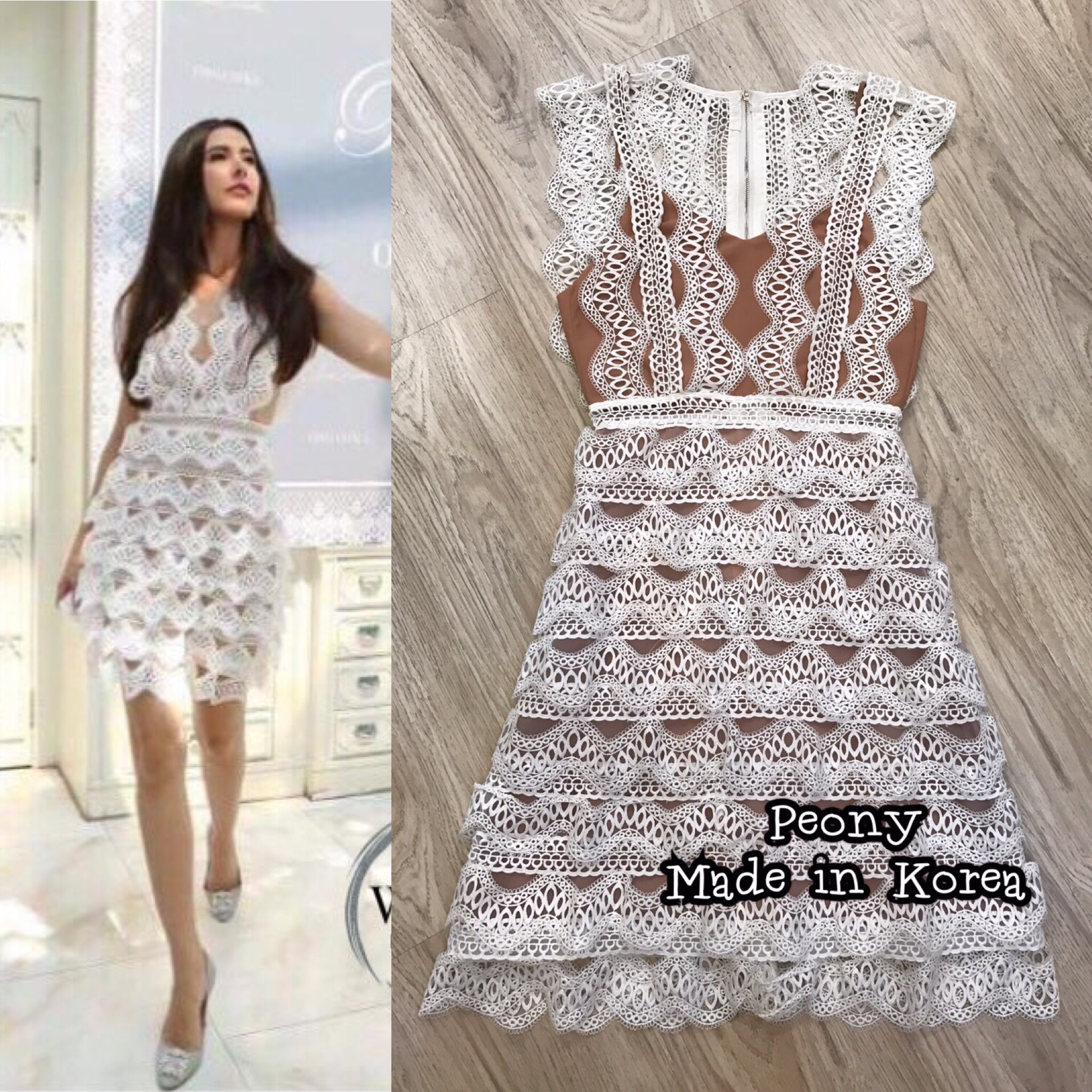 *พร้อมส่ง*JSD Dress :: เดรสลูกไม้แขนกุดคอวี