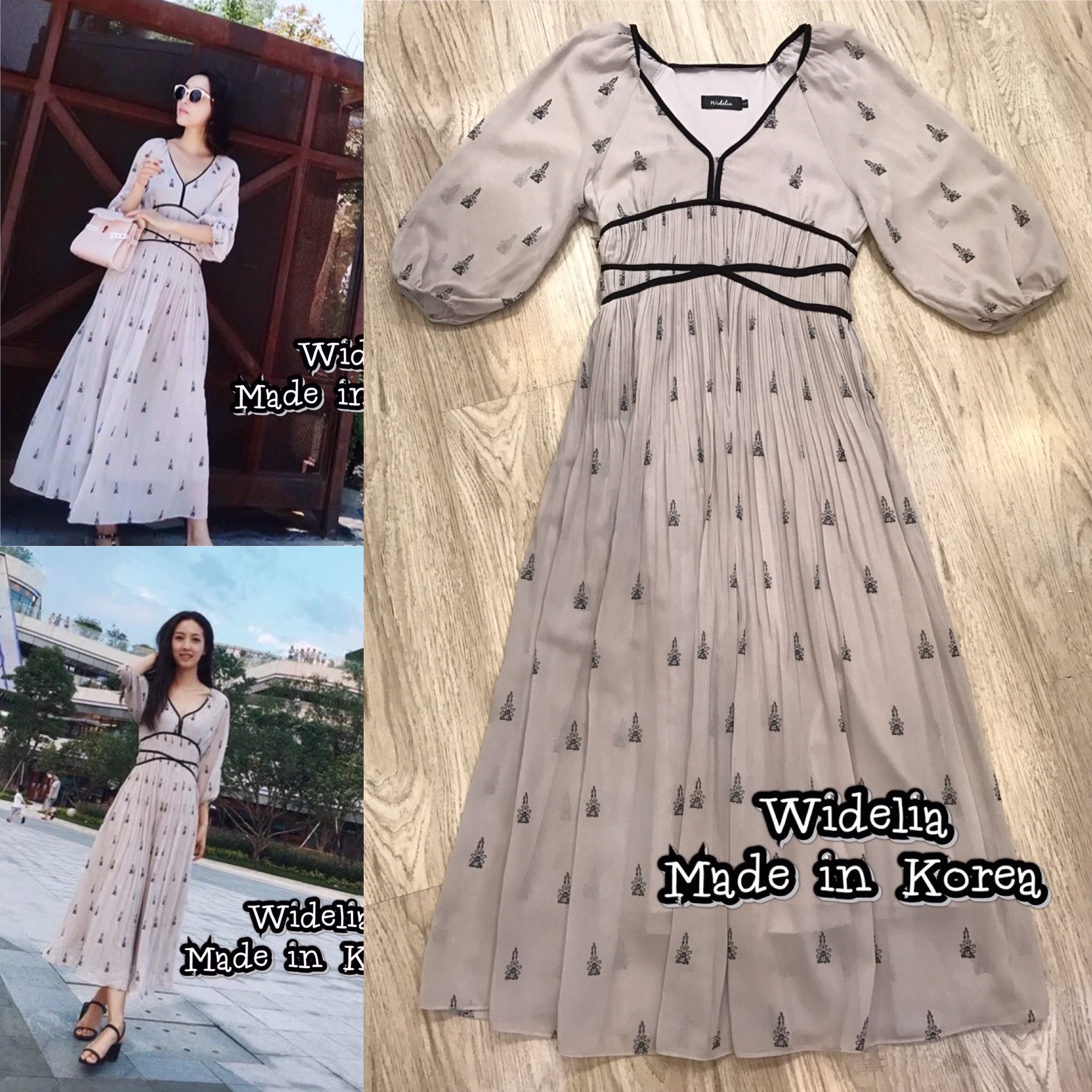 *พร้อมส่ง*Style Korea Dress :: เดรสแขนศอกตัวสวยหวาน คอวี