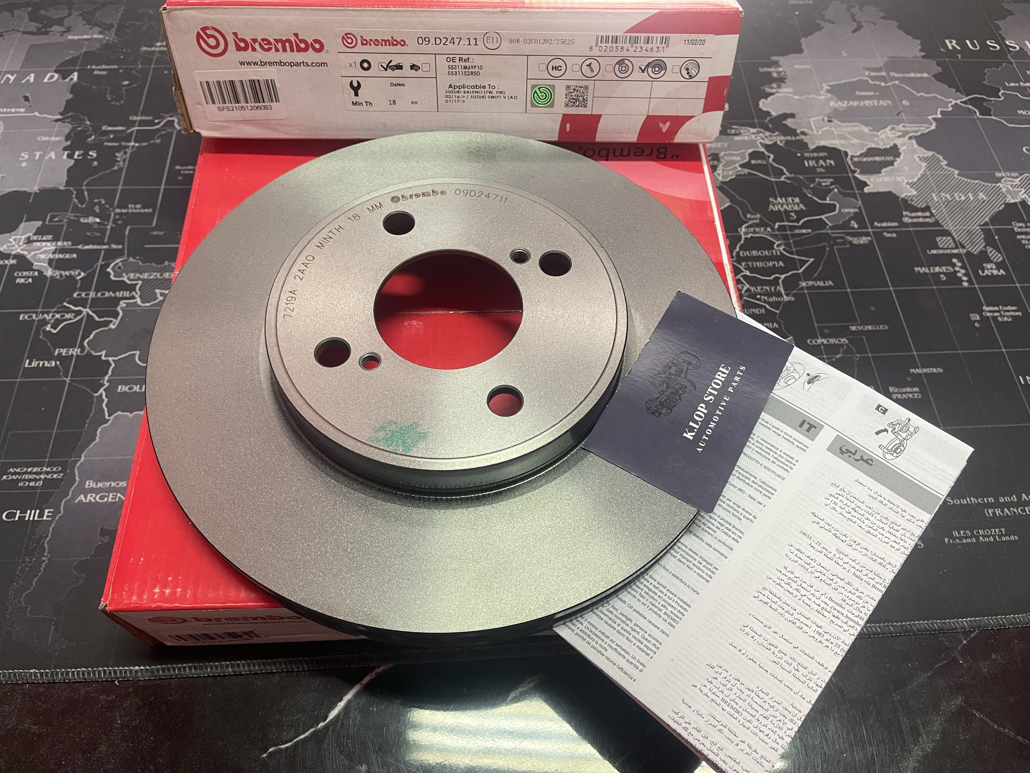 09 D247 11 จานเบรค ล้อ F (ยี่ห้อ BREMBO) รุ่น Std SUZUKI Swift 1.2 (A2L412) ปี 2017->