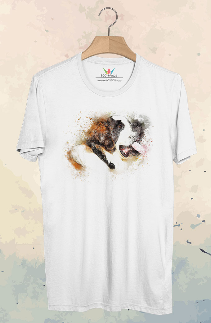 BP35 เสื้อยืด เซนต์เบอร์นาร์ดสีน้ำ