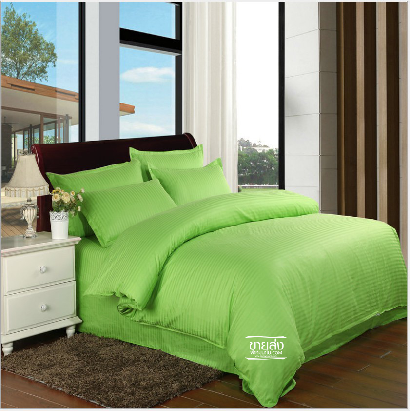 ชุดผ้าปูที่นอนลายริ้วโรงแรม 6 ฟุต (10ชุดคละสี)