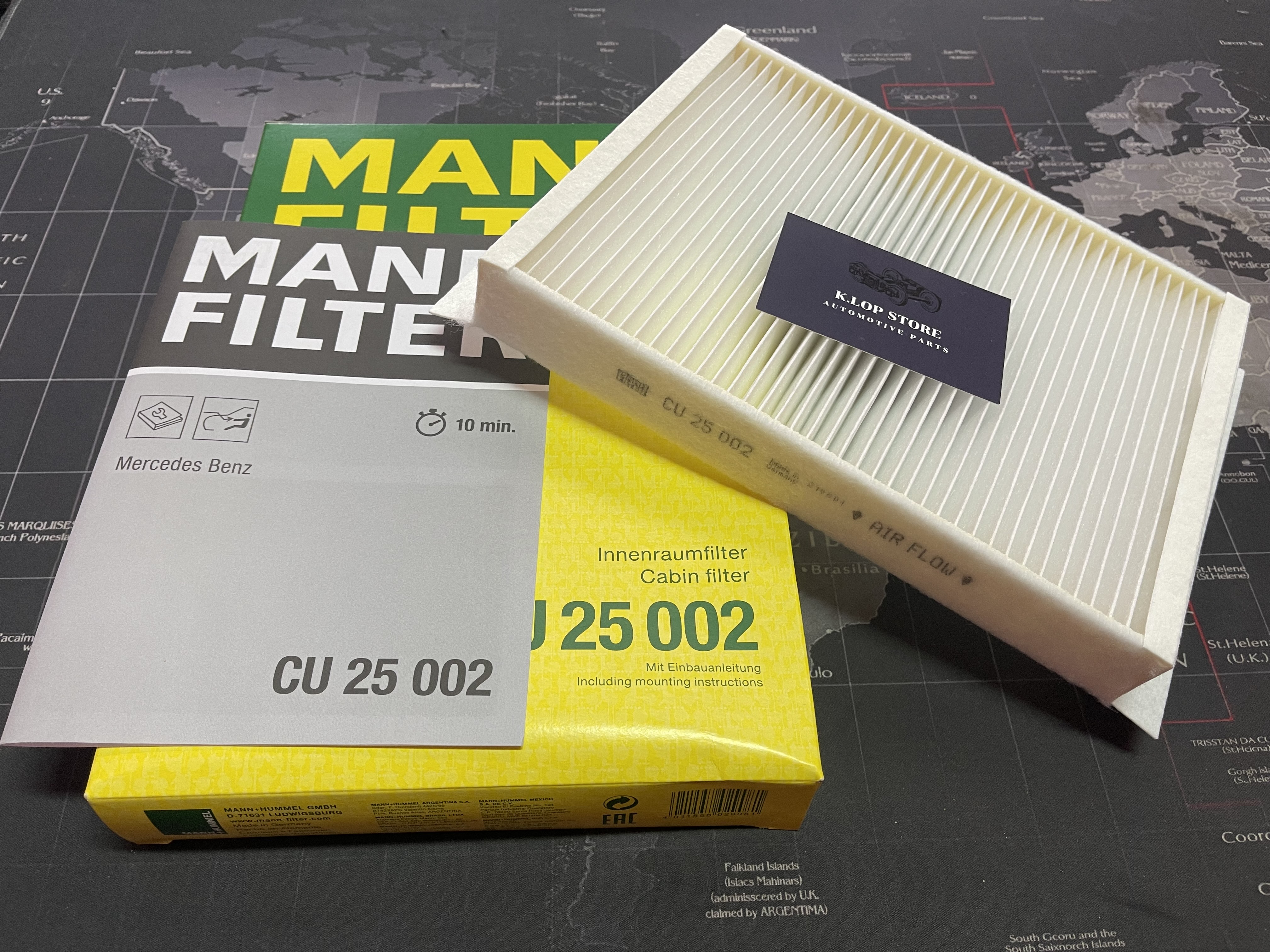CU25002 ไส้กรองแอร์ BENZ W205 (M274,OM651, M276)เครื่องยนต์ M274 (MANN-FILTER***งานพรีเมี่ยมแท้นำเข้ายุโรป) Dimensions (mm) A=246 B=189 H=32