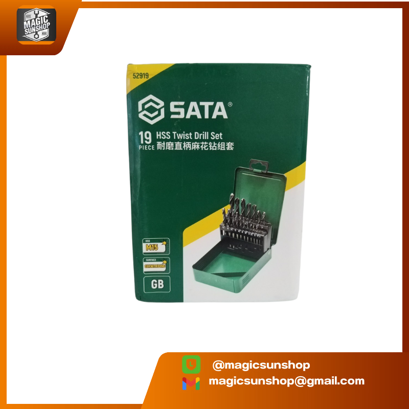 SATA Wear-resistant straight shank twist drill set 19 pieces 52919