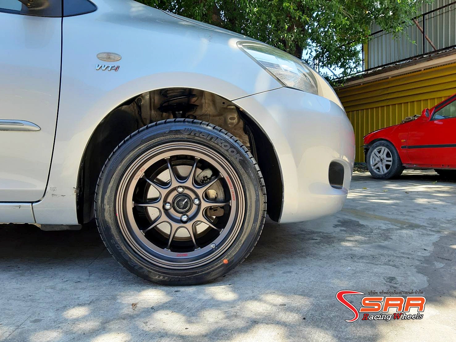 ENKEI TUNING SC55 ขอบ15 ET28 4x100 สีเทาตัวหนังสือแดง