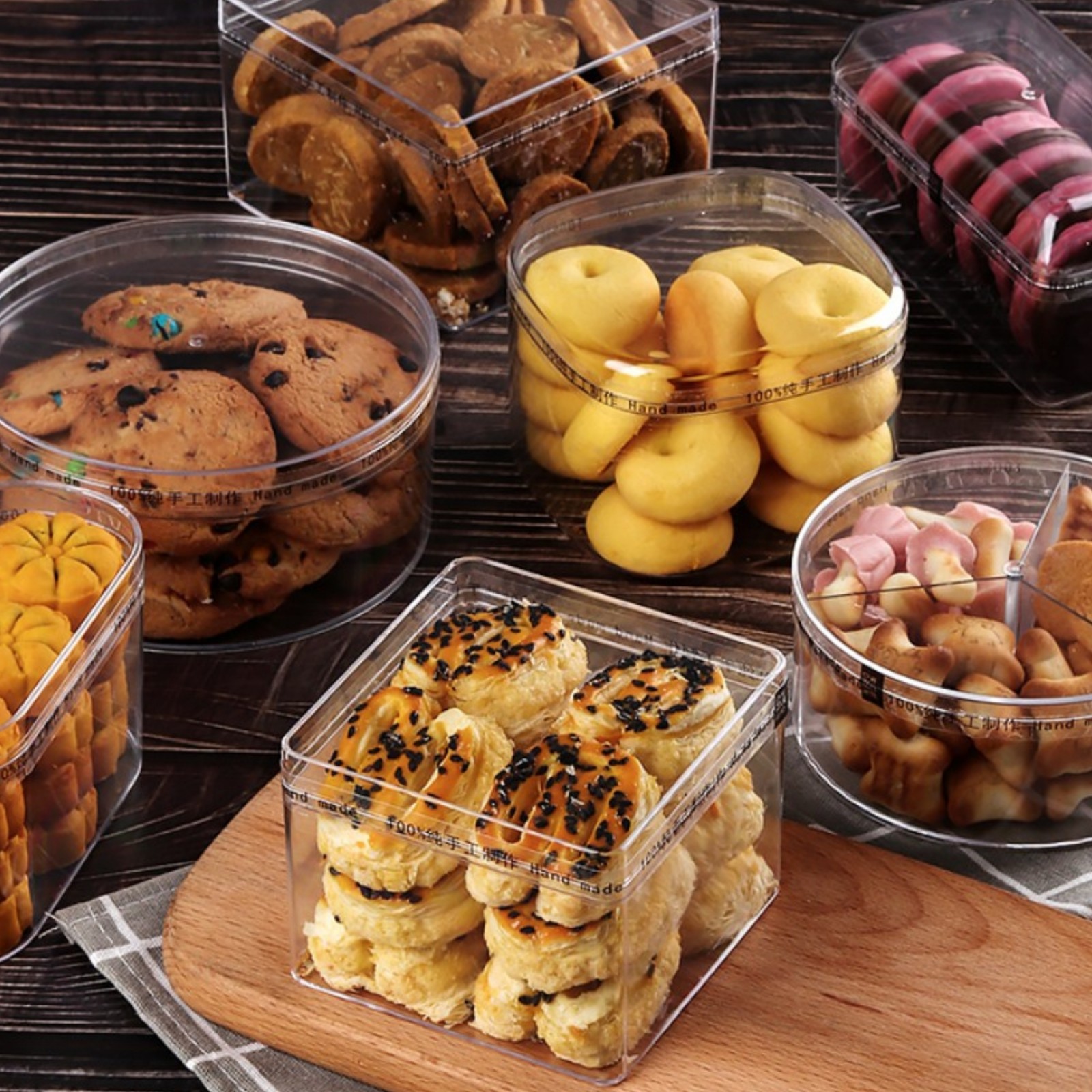 กล่องพลาสติกแข็ง ทรงสี่เหลี่ยมจตุรัส เตี้ย-สูง (1แพ็คx12ใบ)