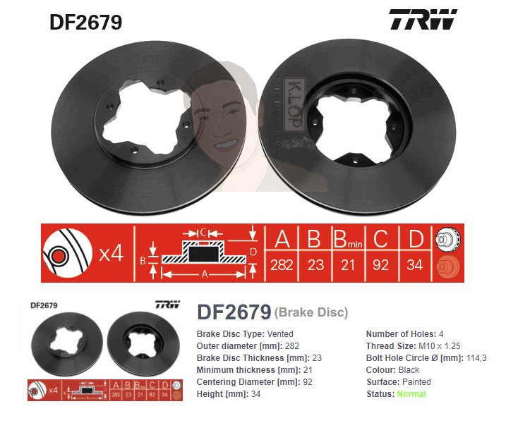 DF2679 จานเบรค-ดรัมเบรค(TRW) ROVER 623 ปี1993-1999 F V