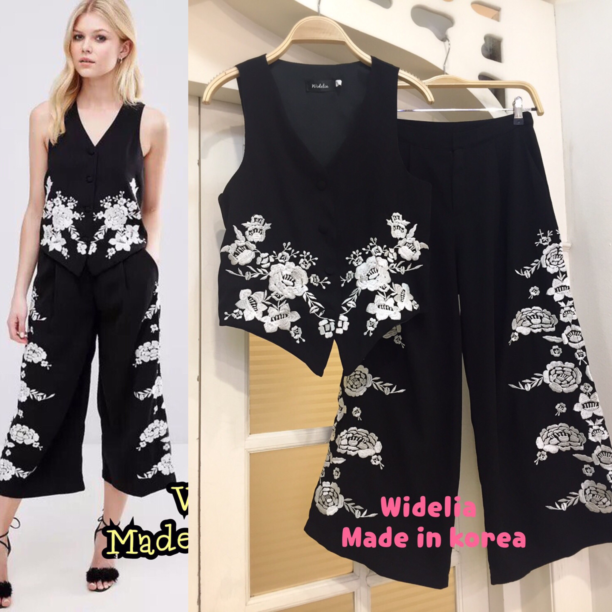 *พร้อมส่ง*Asos Set :: เสื้อแขนกุดคอวีลายดอกไม้ มาพร้อมกับกางเกง 5 ส่วน