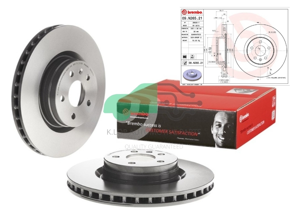 09 N265 21 จานเบรคหน้า (ยี่ห้อ BREMBO) รุ่น Tesla Model S (5Y JS) ปี12, Model X (5Y JX) ปี16