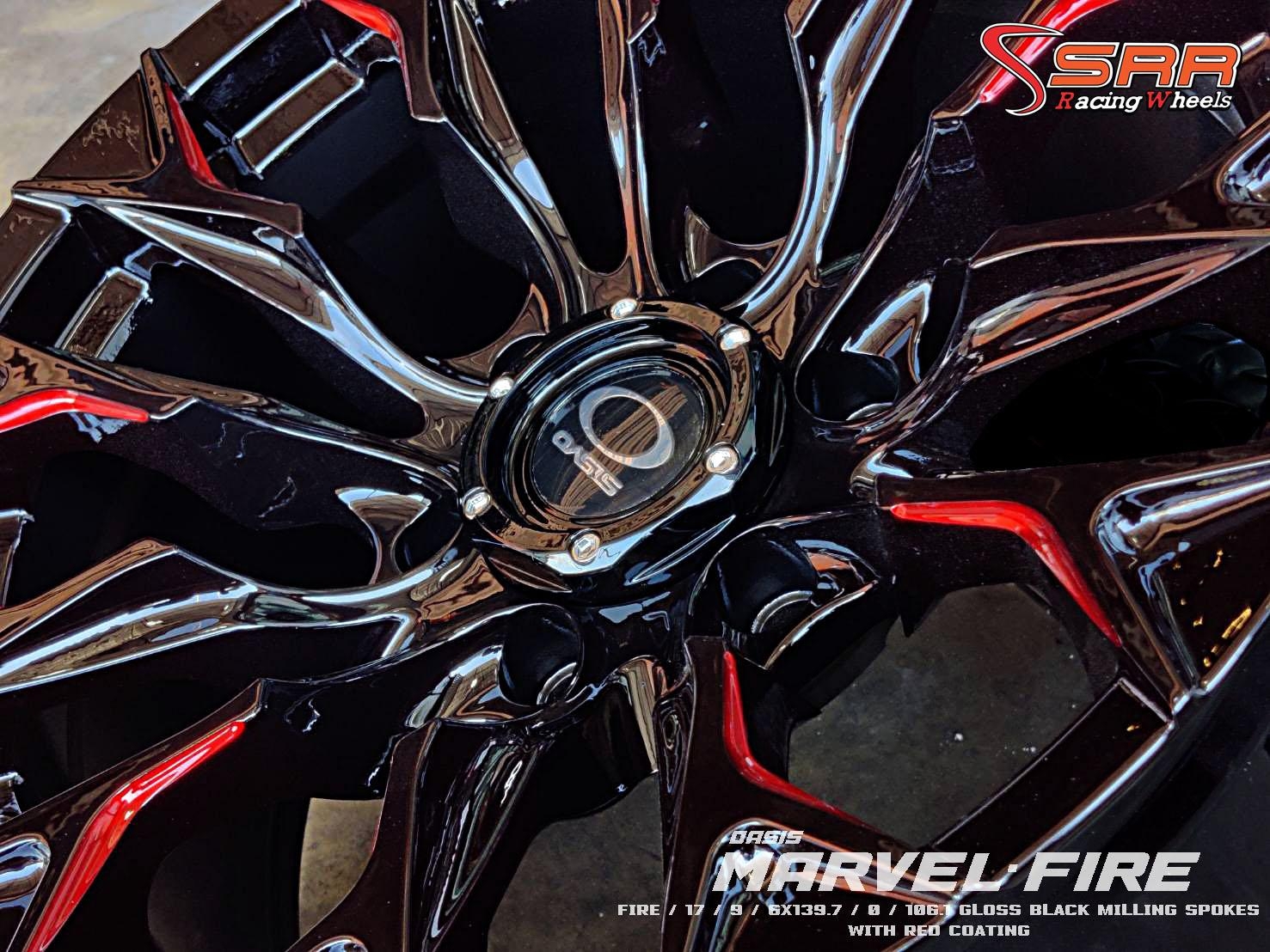 OASIS MARVEL FIRE ขอบ17 6x139.7 ET0 สีดำเงาตัดแดง ราคาพิเศษ