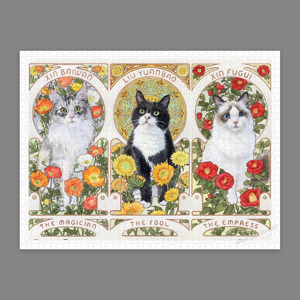 Pintoo - Three Pictures of Cats in the Alphonse Mucha Style by Giaciu 1200 pcs.