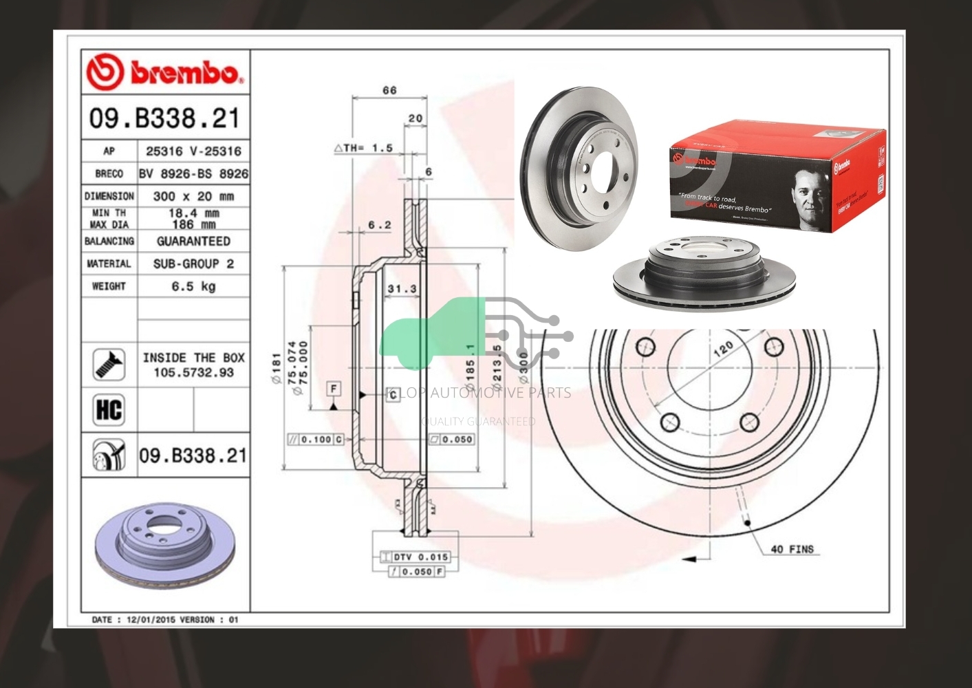 09 B338 21 จานเบรคหลัง (ยี่ห้อ BREMBO) BMW ซีรี่ส์ X1 E84 (18i 20d) (HC) 10->