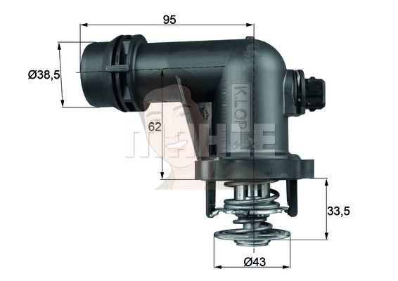 TM 15 105 วาลว์น้ำควบคุมไฟฟ้า M43 N46 / 3 (E36 E46) 5 (E60) 11531436042 (ยี่ห้อ MAHLE)