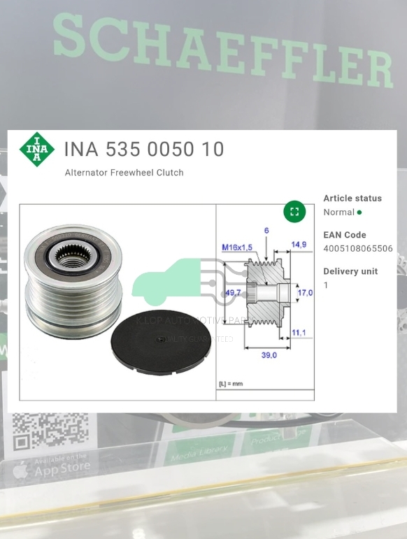 (INA) : มู่เล่ยไ์ดชารจ์ BENZ OM611 OM646 OM651 W638 W639