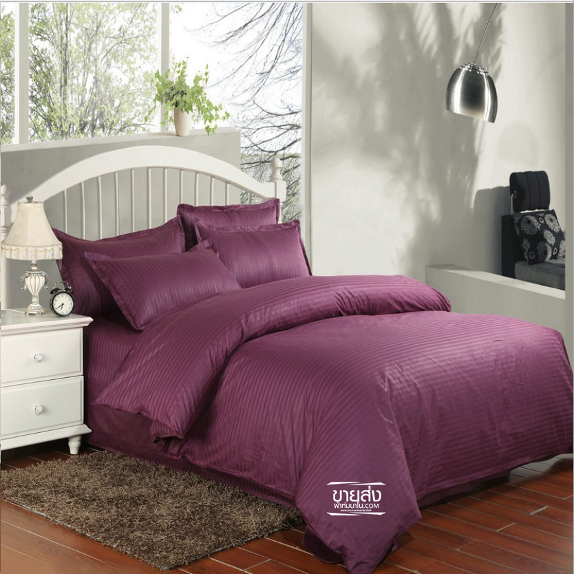 ชุดผ้าปูที่นอนลายริ้วโรงแรม 6 ฟุต (10ชุดคละสี)