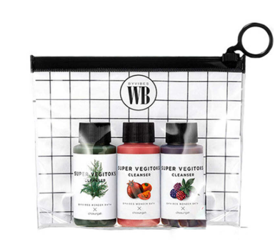 คลีนซิ่ง Wonder Bath Super Vegitoks Cleanser Travel Set 3 ชิ้น x 30ml เพื่อผิวสะอาดเรียบเนียน กระจ่างใส และลดความมัน