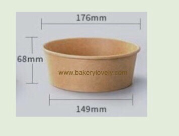 ถ้วยกระดาษ สีน้ำตาล ใส่สลัด 42 ออนซ์ ( 1,300 ml ) + ฝาใส