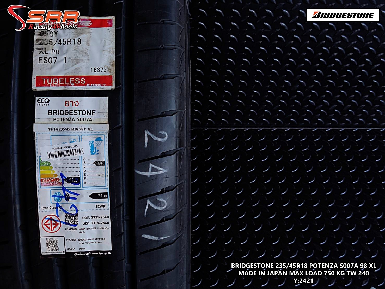 BRIDGESTONE POTENZA S007A 235/45R18 ยางใหม่ปี2021 ราคาพิเศษ