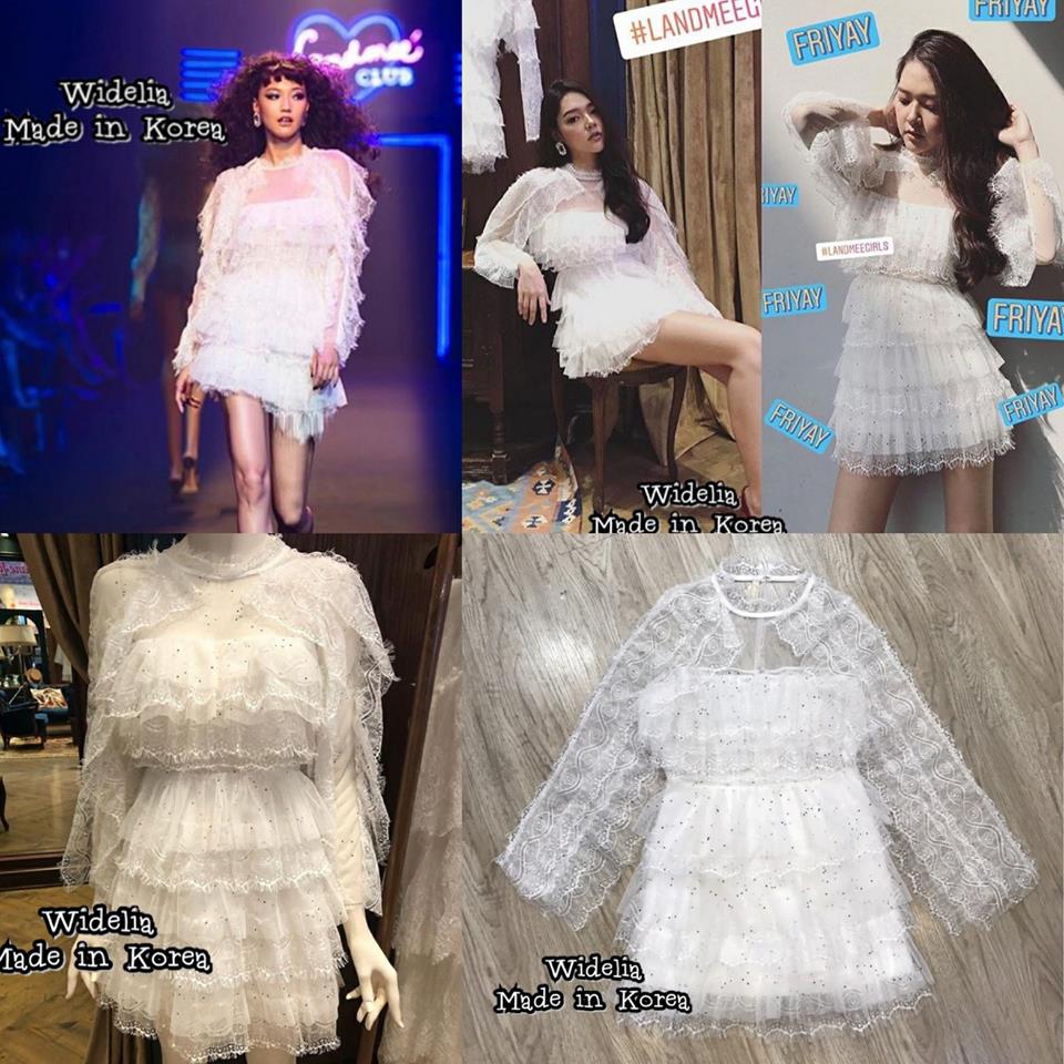 *พร้อมส่ง*LM Dress:: เดรสลูกไม้แขนยาว คอตั้งเล็กน้อย