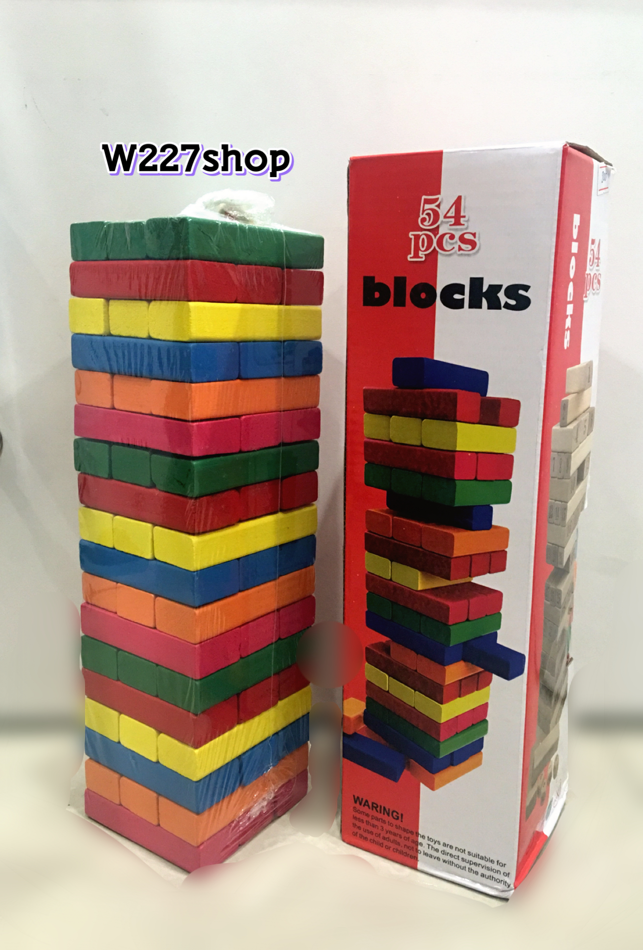 เกมบล็อคไม้ / ตึกถล่ม พร้อมลูกเต๋า 54 ชิ้น