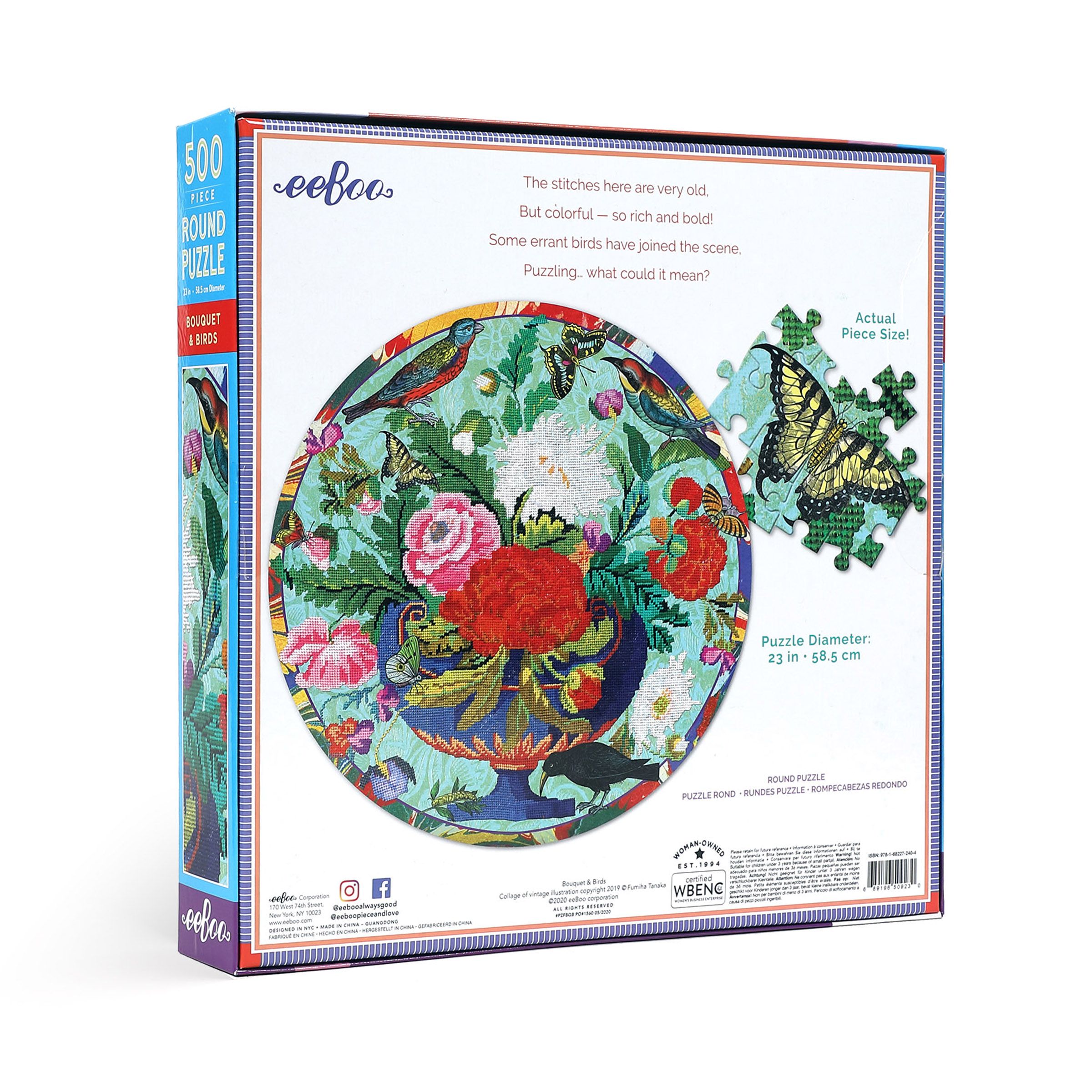 eeBoo - Bouquet and Birds (Round Puzzle) 500 pcs.