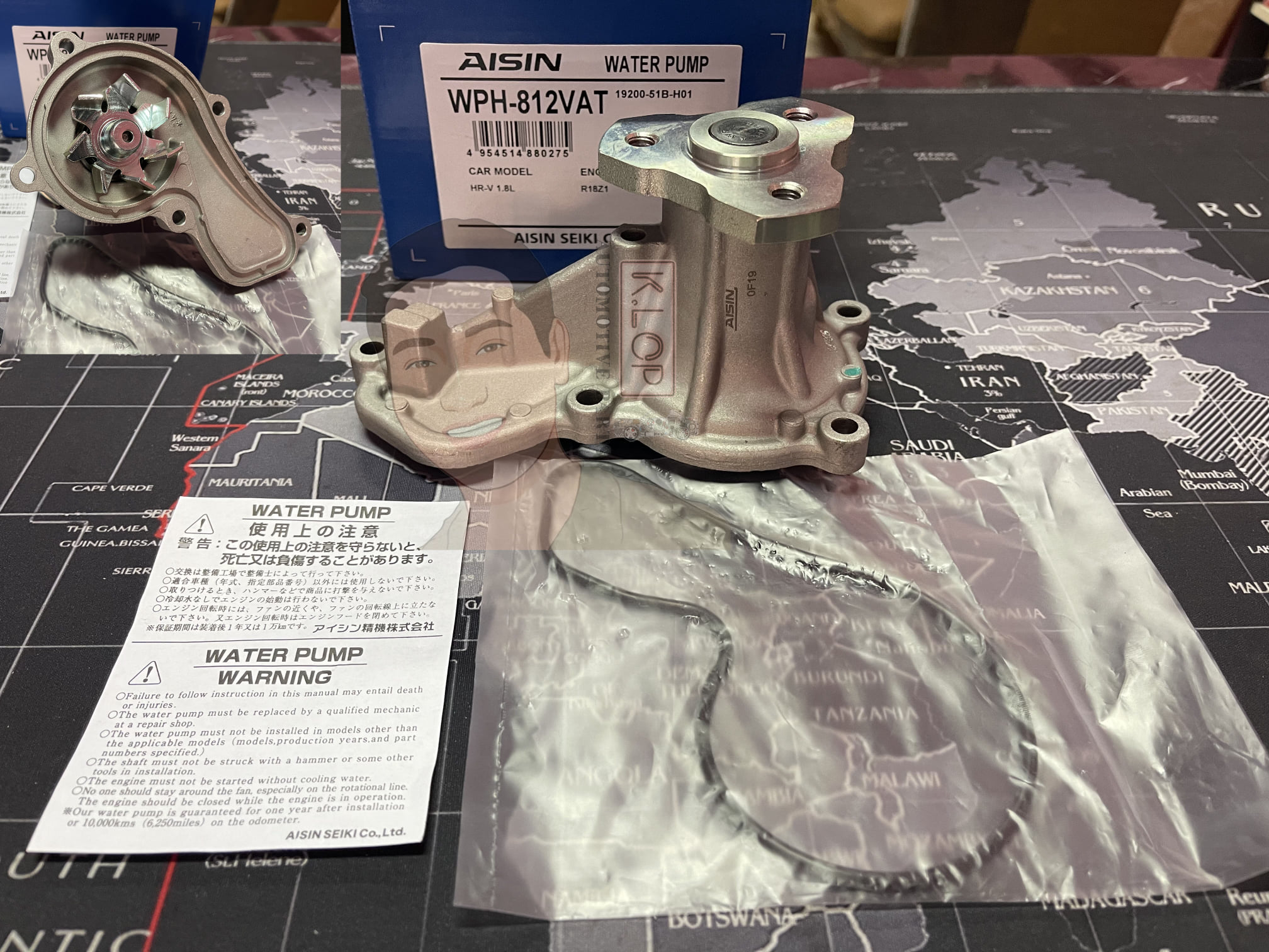 WPH-812VAT ปั้มน้ำ(AISIN) HONDA HRV ปี2014- 1800cc. เครื่องยนต์ R18ZF