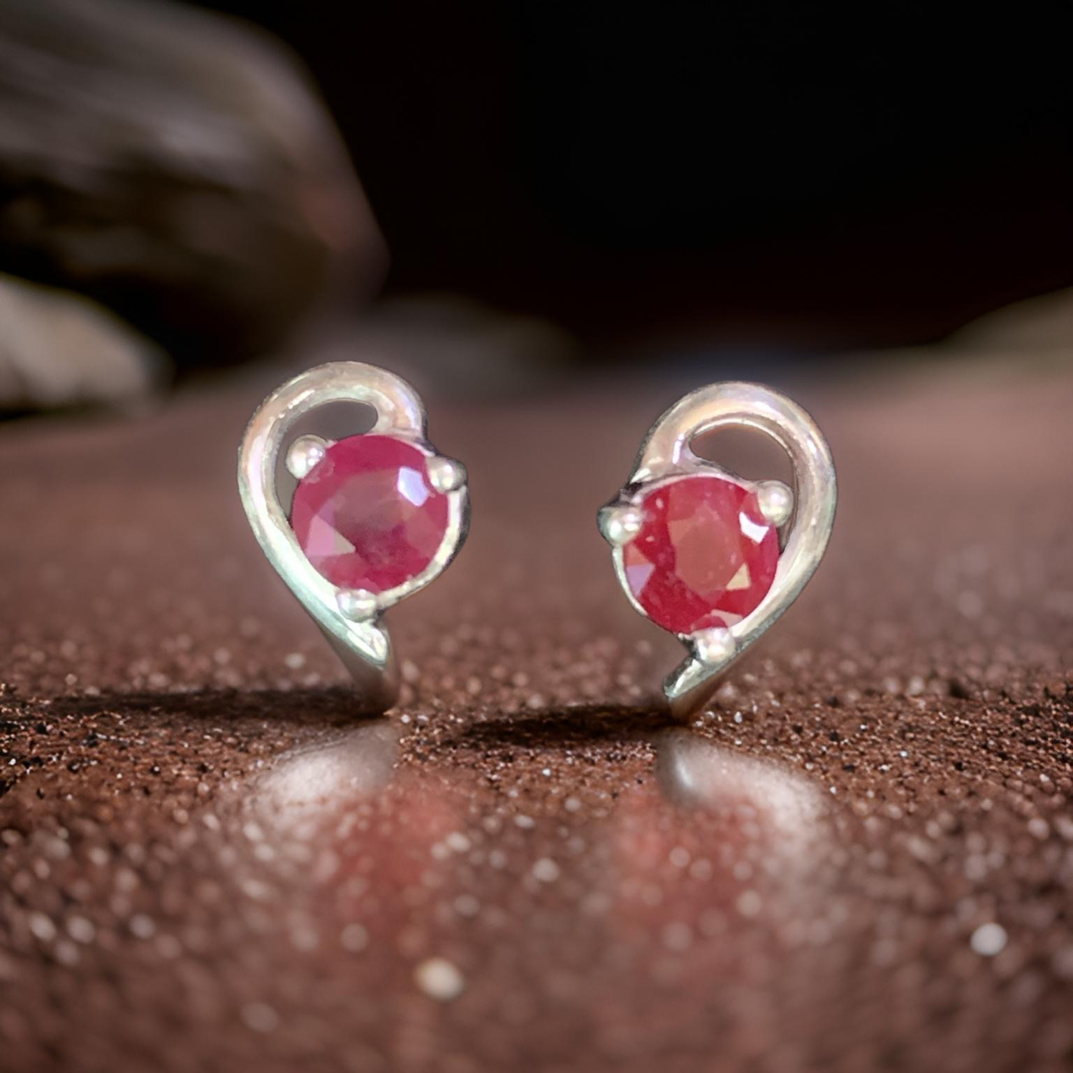 ต่างหูพลอย ทับทิมแท้ (NO.TC023)With Love for you💎 Gemstone ต่างหูทับทิม Ruby Sapphire earring