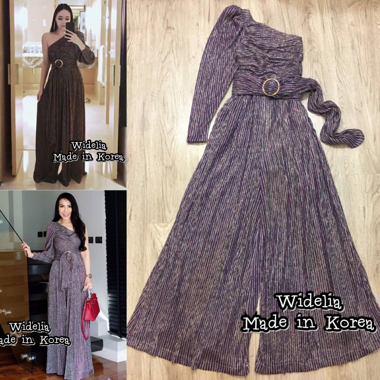 *พร้อมส่ง*Landmee' Jumpsuit :: จั้มสูทไหล่เดียวตัวเผ็ด ด้วยเนื้อผ้ามี Texture เป็นลายริ้วสวย