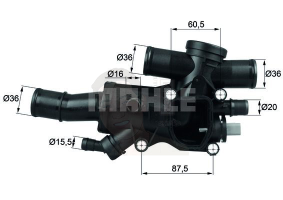 TH 44 83 ชุดเสื้อวาล์วน้ำ Focus II 2.0 ดีเซล ปี04, S80 2.0 D4 3M5Q8A586CA (ยี่ห้อ MAHLE)