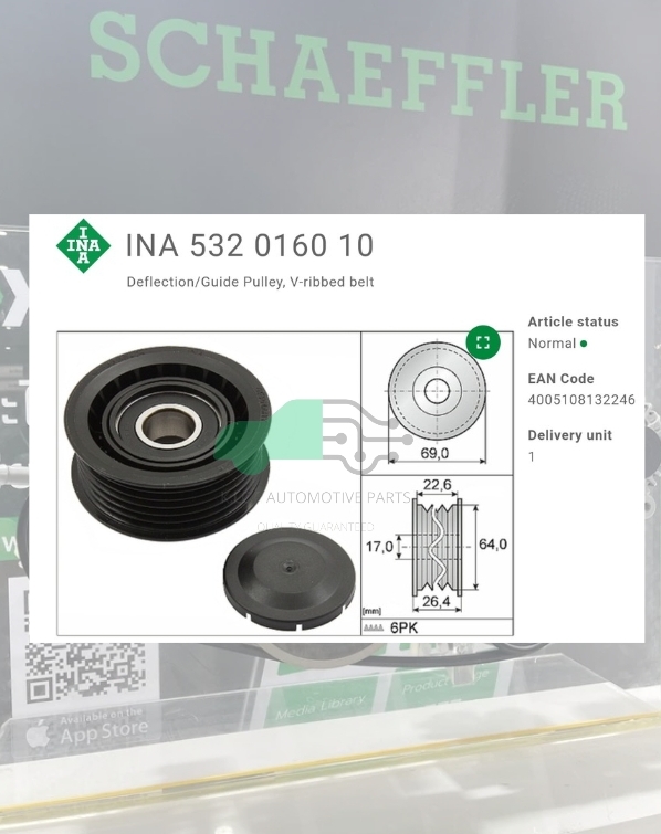 (INA) : มู่เลย์6ร่อง M112-3 M272 OM646 W202-4 W210-1, Ssangyong, Cayenne 3.0D