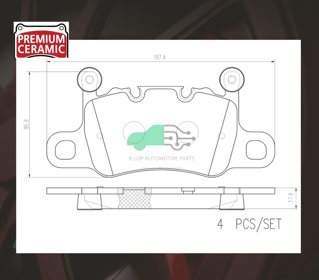 P65 038N ผ้าเบรกหลัง (แท้ BREMBO รุ่น Ceramic) PORSCHE 911 Turbo 991 (3.8 4.0) 13->