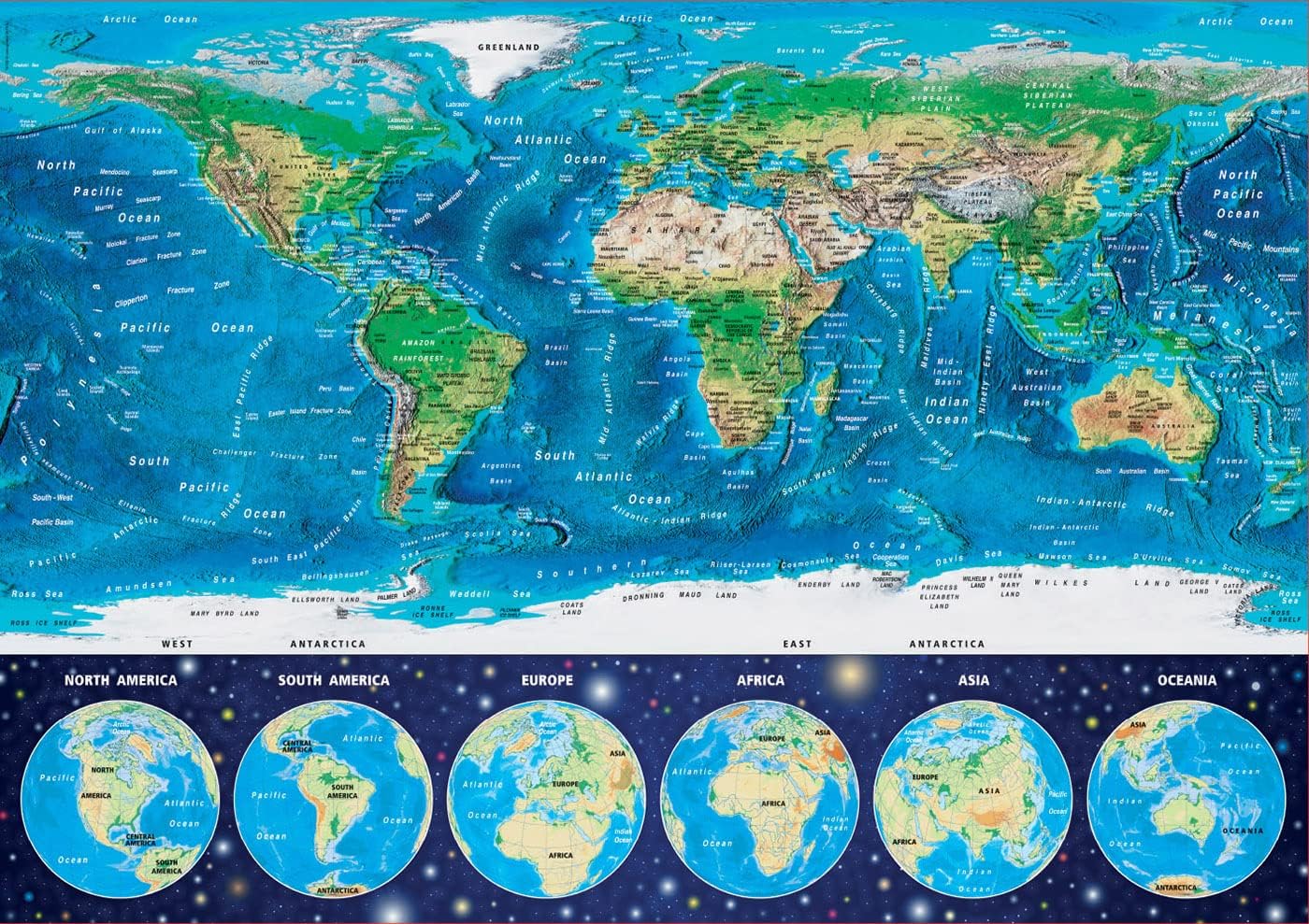 Educa - World Map Neon by Cartograma (Glow in the Dark) 1000 pcs.