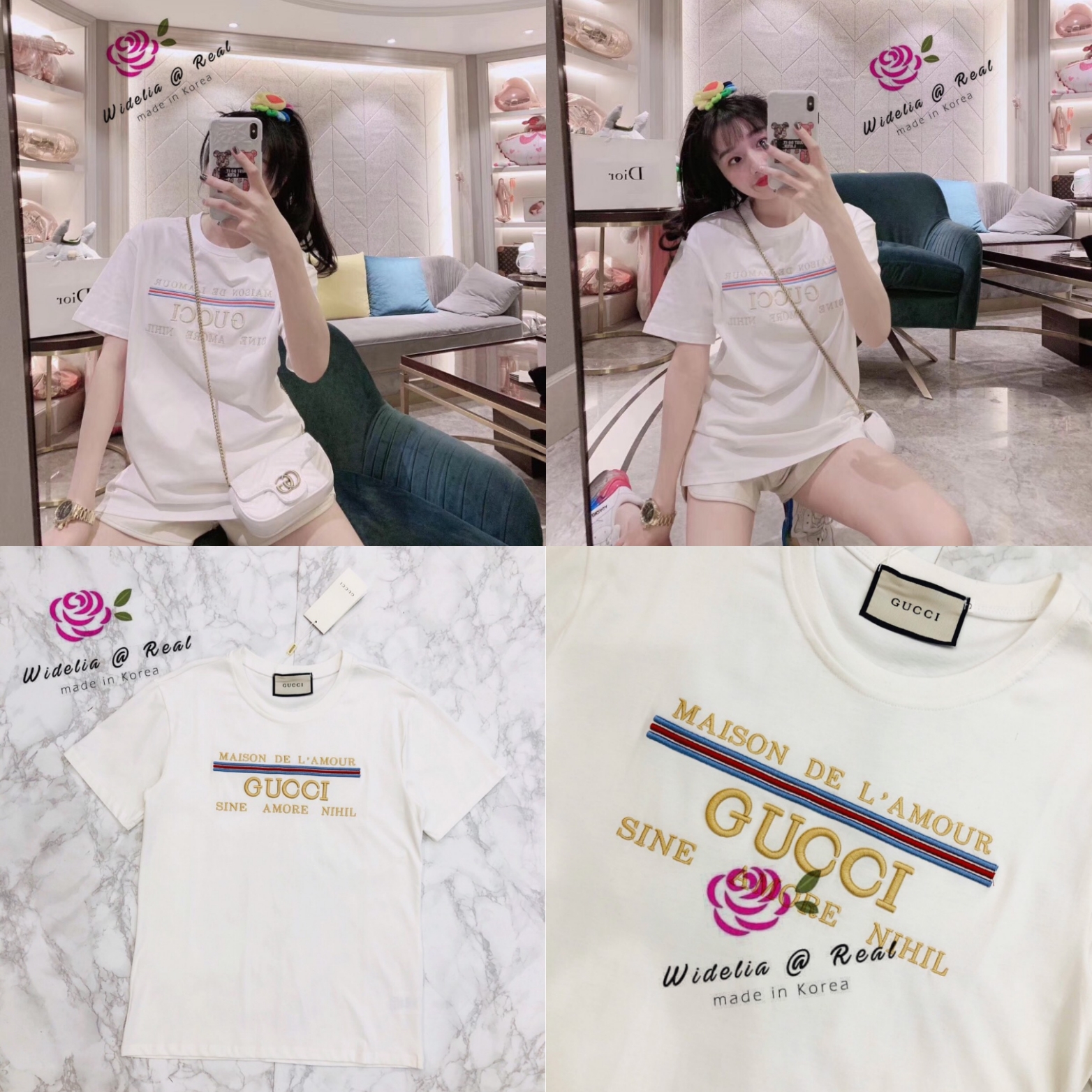 Gucci T-Shirt เสื้อยืดแขนสั้นตัวสวย งานปักCucciนะจ๊ะ