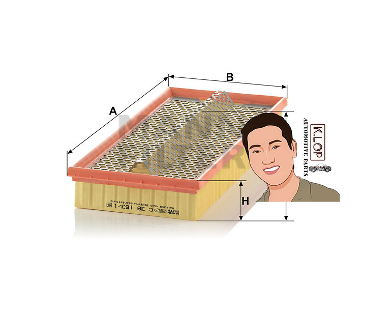 ไส้กรองอากาศ BENZ 190 SERIE (W201), 250D (W124), SSANGYONG MUSSO DIESEL 2.9D, 2.9 TD / OM602 : MANN-FILTER***งานพรีเมี่ยมแท้นำเข้ายุโรป (C38163/1 )