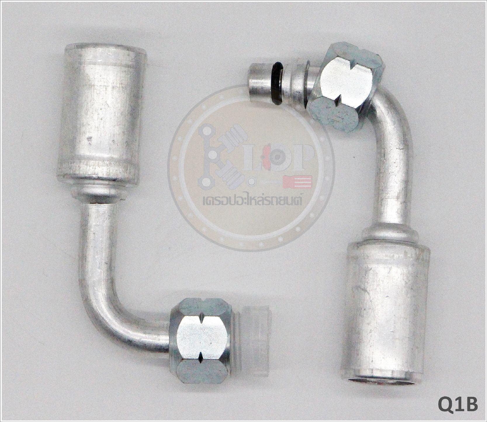 Q1B พิตติ้ง 3/8นิ้ว - 90องศา ND รีดร่อง R134a (ปลอกอลูมิเนียม) (Vinn)