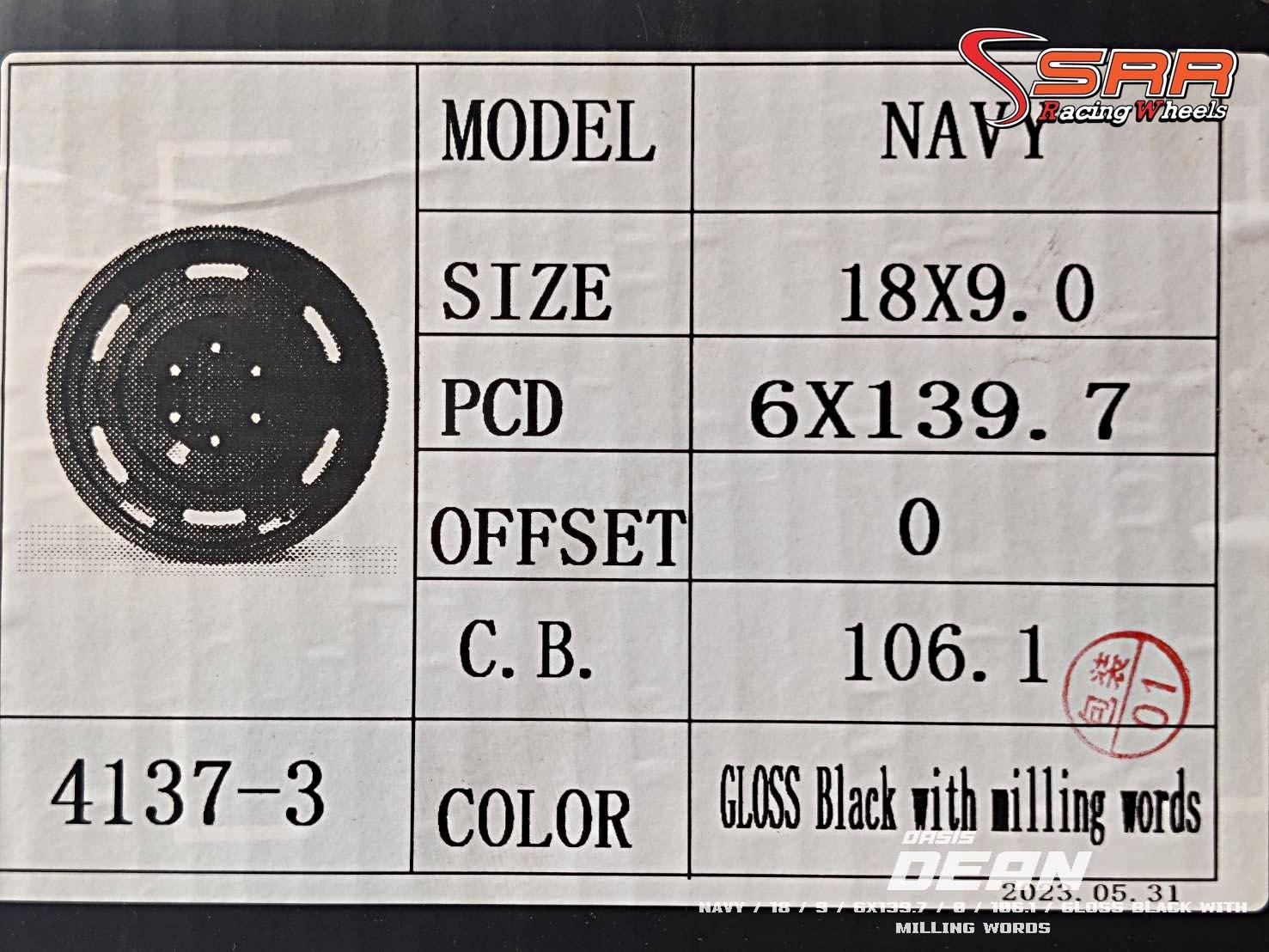 OASIS DEAN NAVY ขอบ18 6x139.7 ET0 Gloss Black ราคาพิเศษ