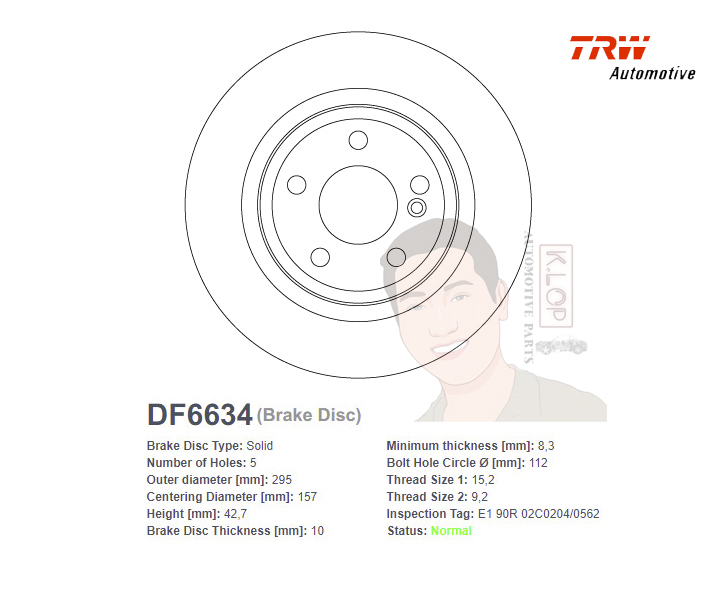 DF6634S จานเบรค-ดรัมเบรค(TRW) BENZ W156 GLA200, 250, CLA250 (C117), A250 (W176) ปี2013> R S