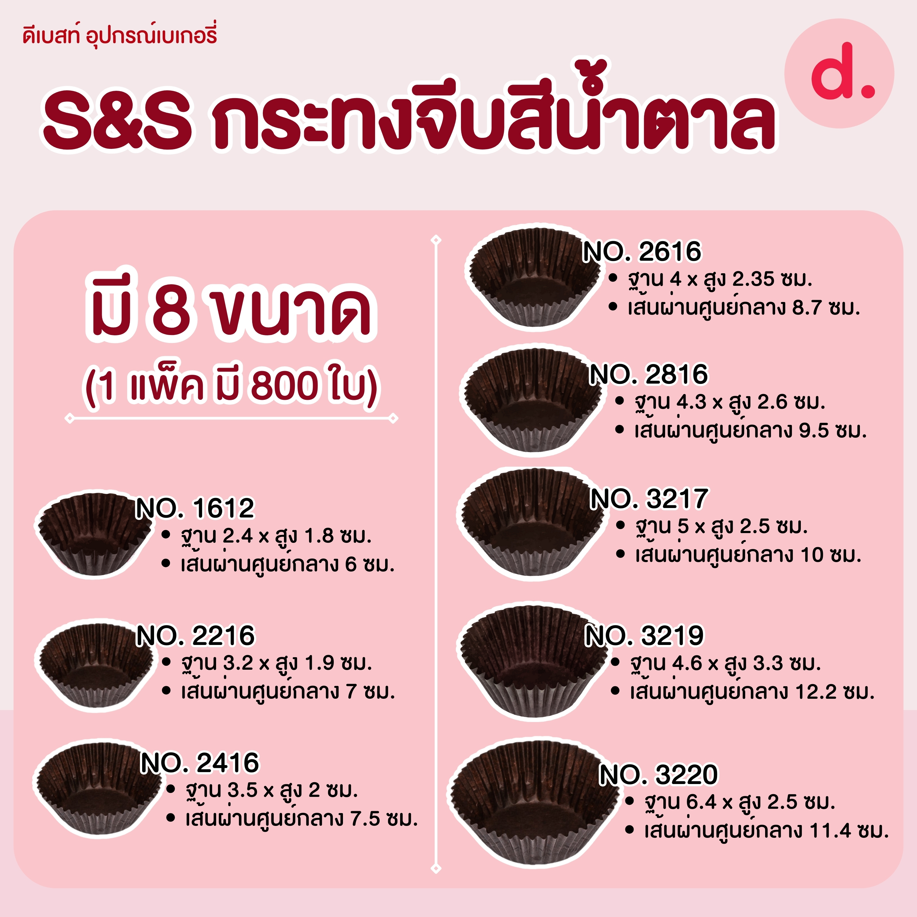 S&S กระทงจีบ กระทงกระดาษ สีน้ำตาล มี 8 ขนาด