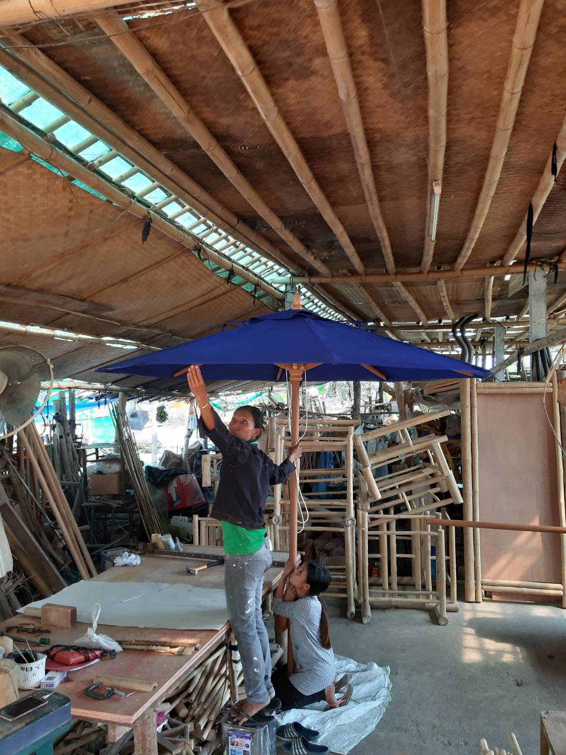 ร่มไม้ 50 นิ้ว ผ้า ซัลเบลล่า sunbella wood umbrella