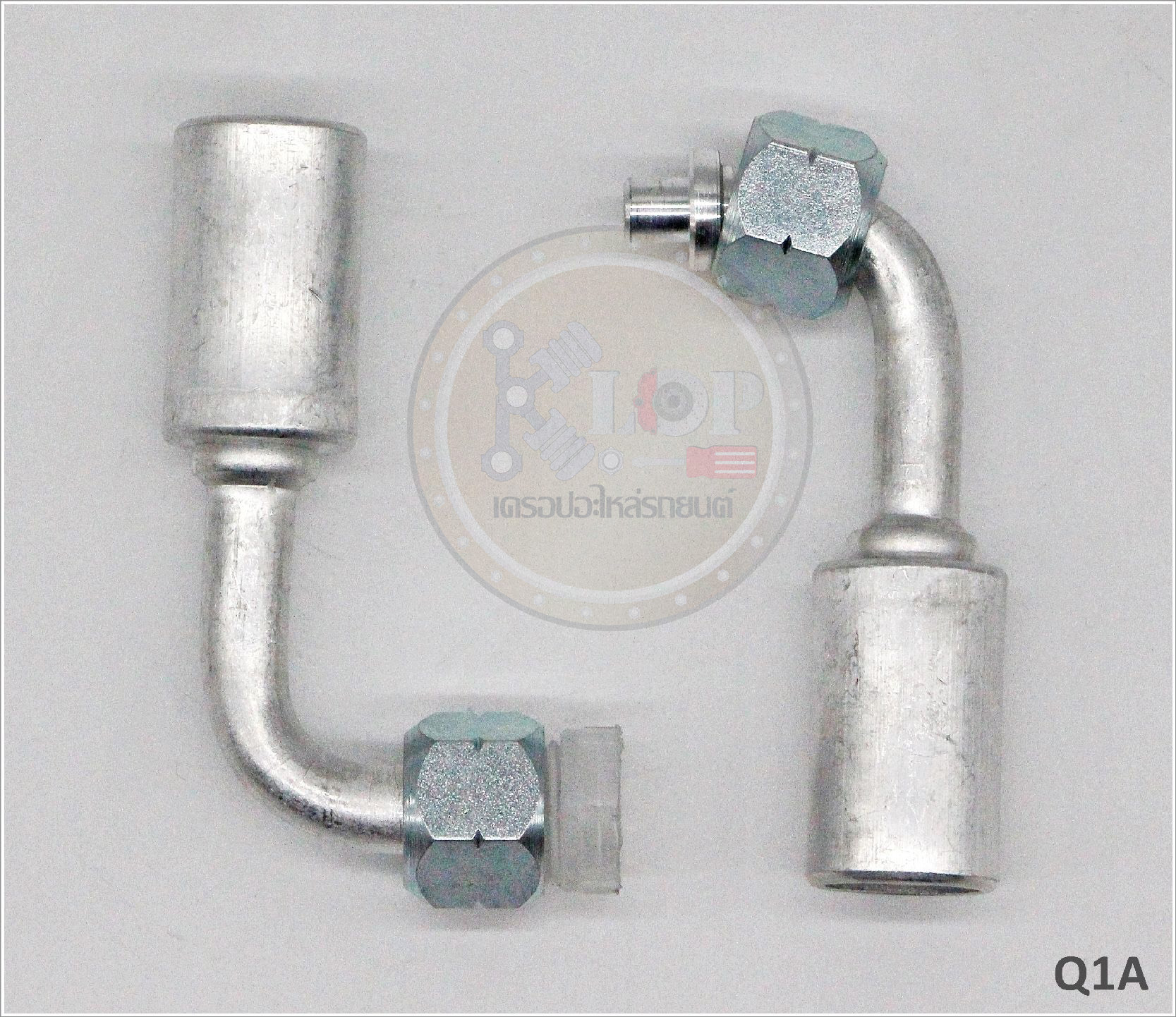 Q1A พิตติ้ง 3/8นิ้ว - 90องศา KIKI R134a (ปลอกอลูมิเนียม) (Vinn)
