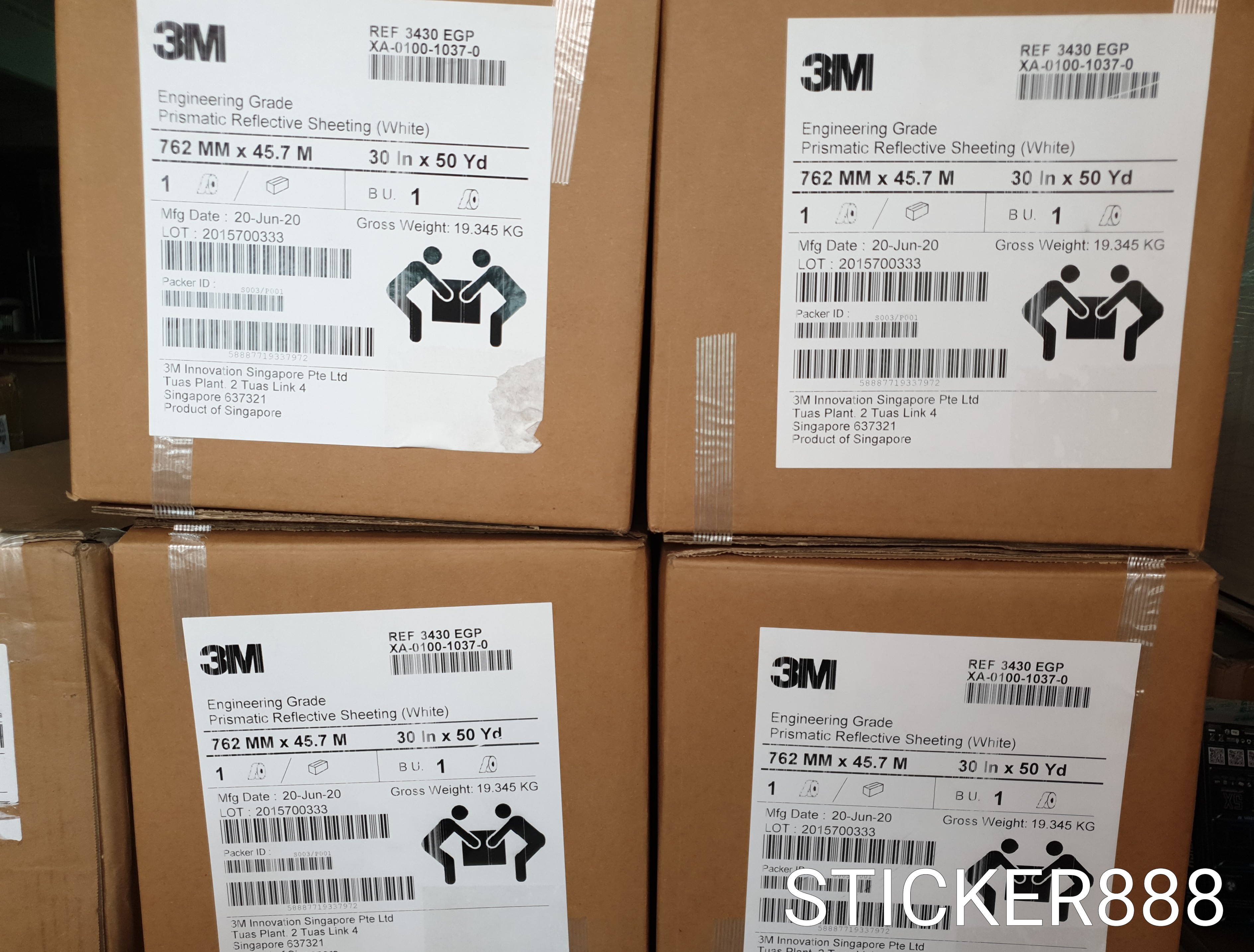 สติ๊กเกอร์สะท้อนแสง เอ็นจิเนียร์ 3M กว้าง 36 นิ้ว X 45.72 เมตร แท้ Engineering GRADE Prismatic EGP งานจราจร