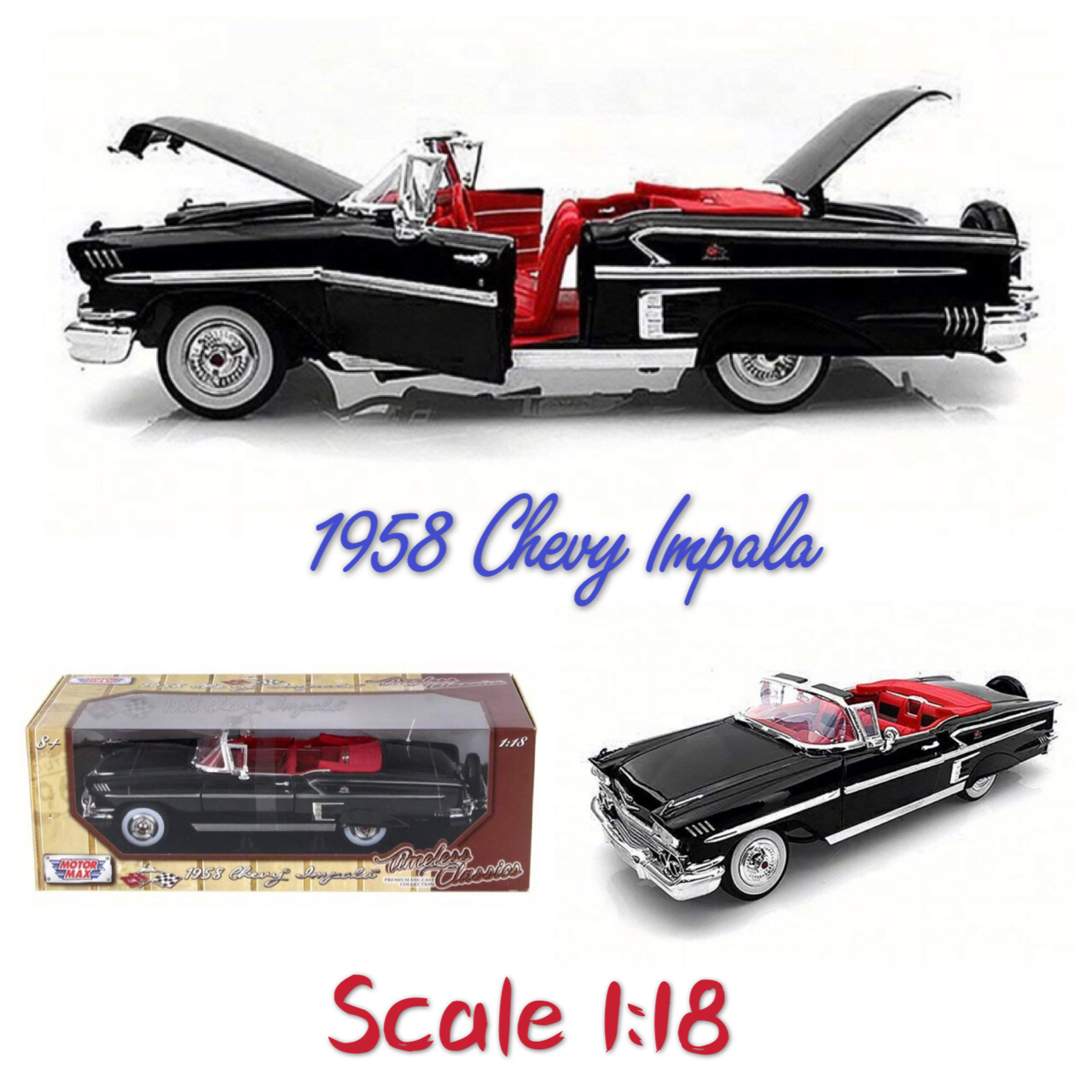 1958 Chevy Impala Scale 1:18 โมเดลรถเหล็ก (ปลีก-ส่ง)