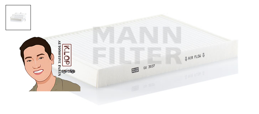 CU3037 ไส้กรองแอร์ AUDI A4 (8E,8H) + CABRIOLET , A6 (4B, C5) : MANN-FILTER แท้นำเข้ายุโรป