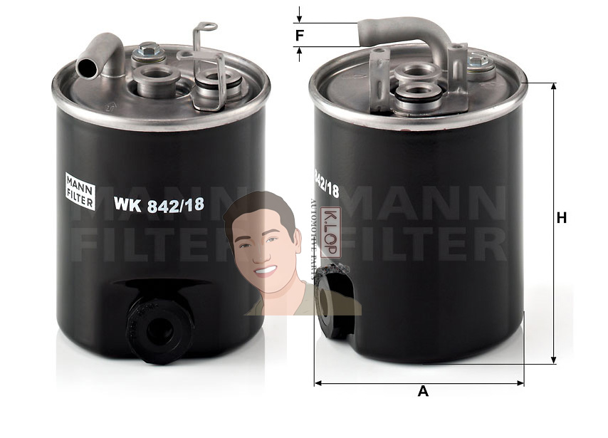 WK842/18 กรองโซล่า BENZ A KLASS(W168),VITO1(638) เครื่องยนต์ OM611,OM668 (MANN-FILTER***งานพรีเมี่ยมแท้นำเข้ายุโรป) Dimensions(mm.) A=87 F=10 H=101