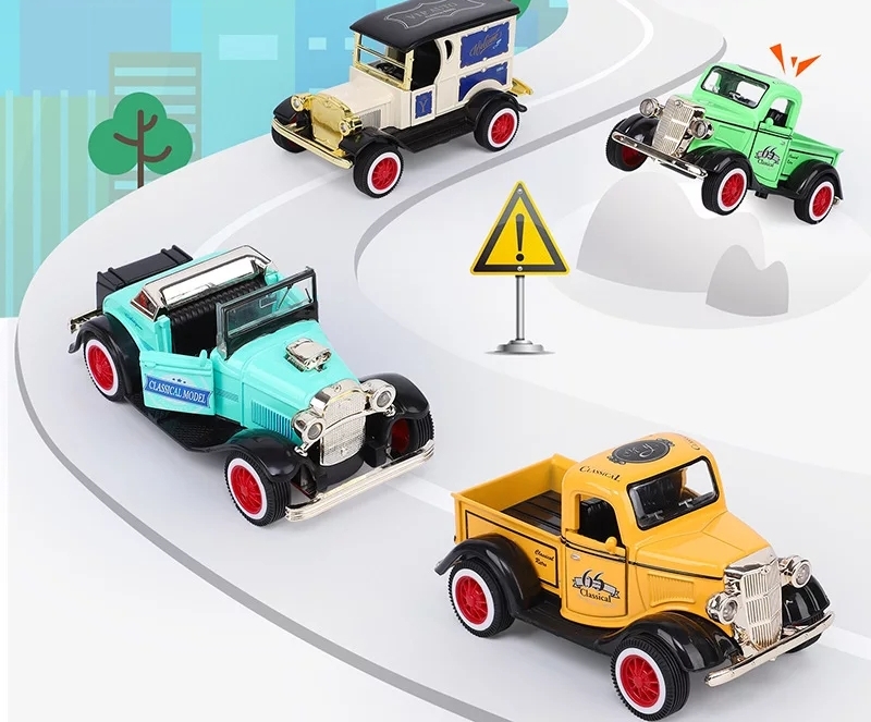 โมเดลรถเหล็ก รถโบราณ Scale 1:32 มีเสียงมีไฟ (ปลีก-ส่ง)
