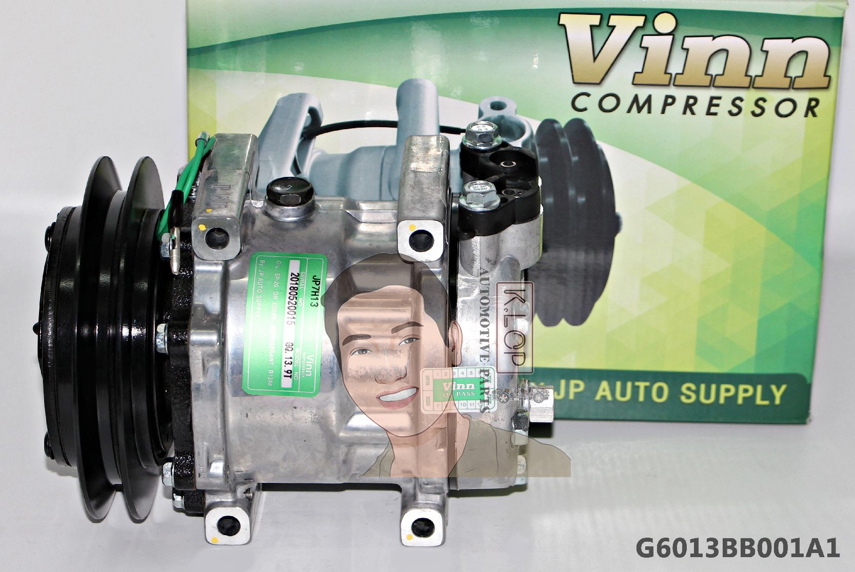 G6013BB001A1 คอมแอร์ยี่ห้อ Vinn (SD 7H13 KOBELCO ร่องB 4-ขา 24V. ออกบน)