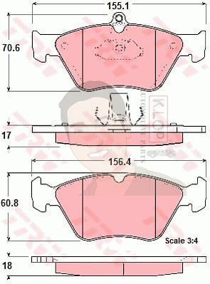 GDB1166 ผ้าเบรค-หน้า(TRW) (เนื้อผ้า COTEC) SAAB 900