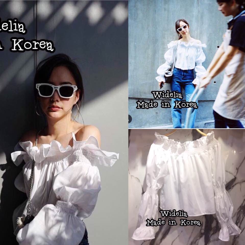 *พร้อมส่ง*Vintage Style Top :: เสื้อปาดไหล่ตัวเรียบ